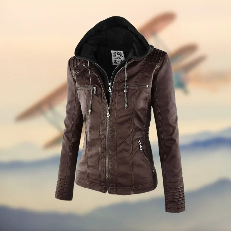 Sierra | Handmade leather jacket with cozy hood