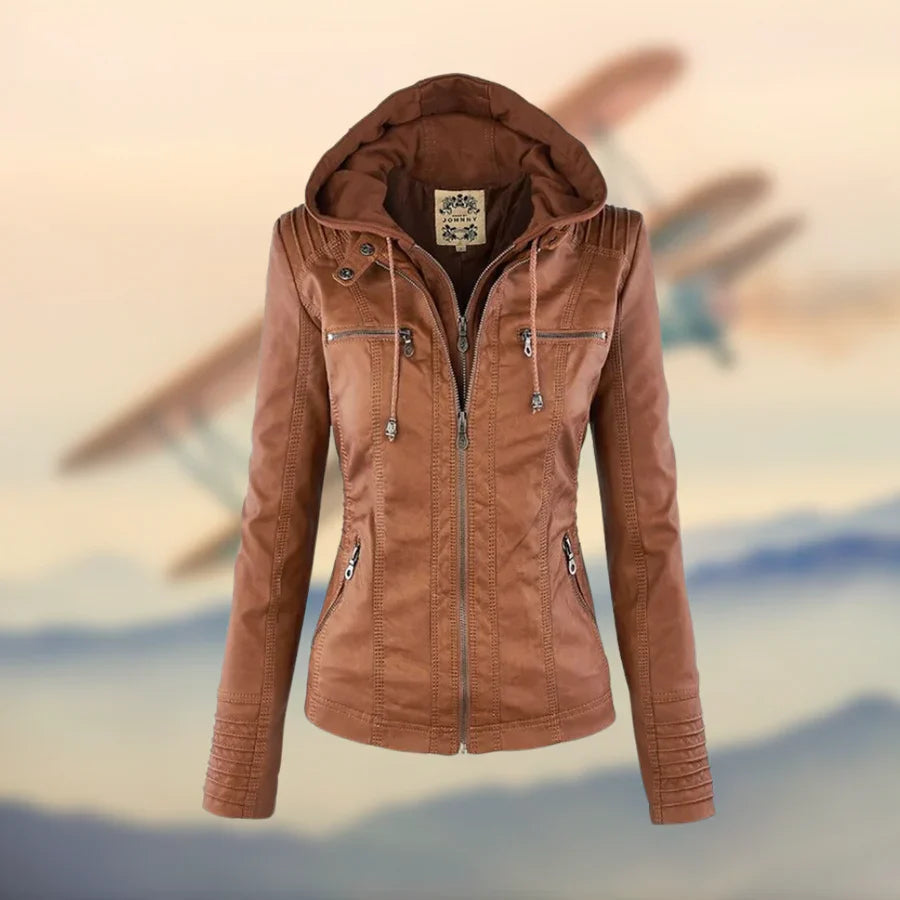 Sierra | Handmade leather jacket with cozy hood