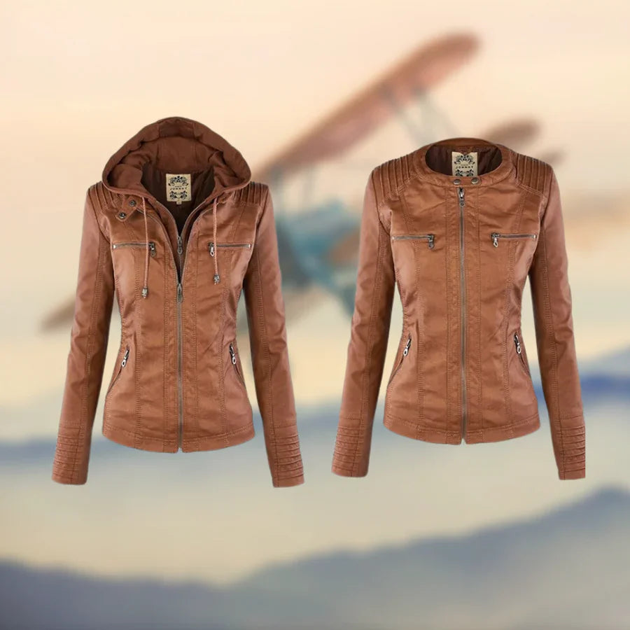 Sierra | Handmade leather jacket with cozy hood