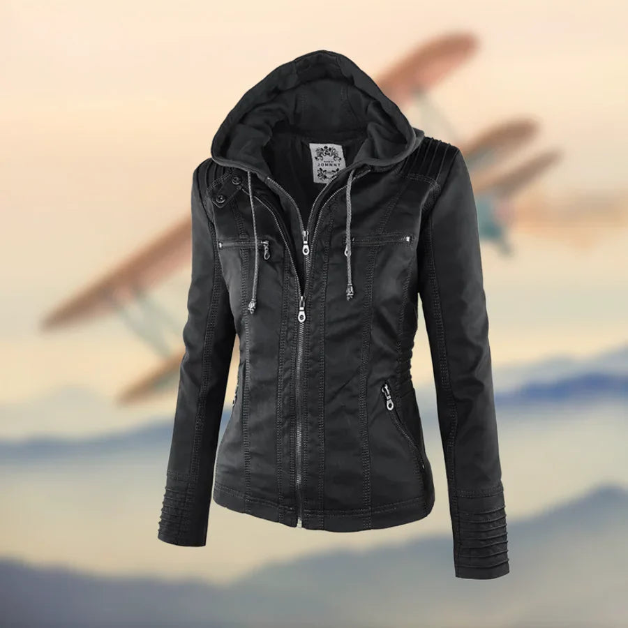 Sierra | Handmade leather jacket with cozy hood