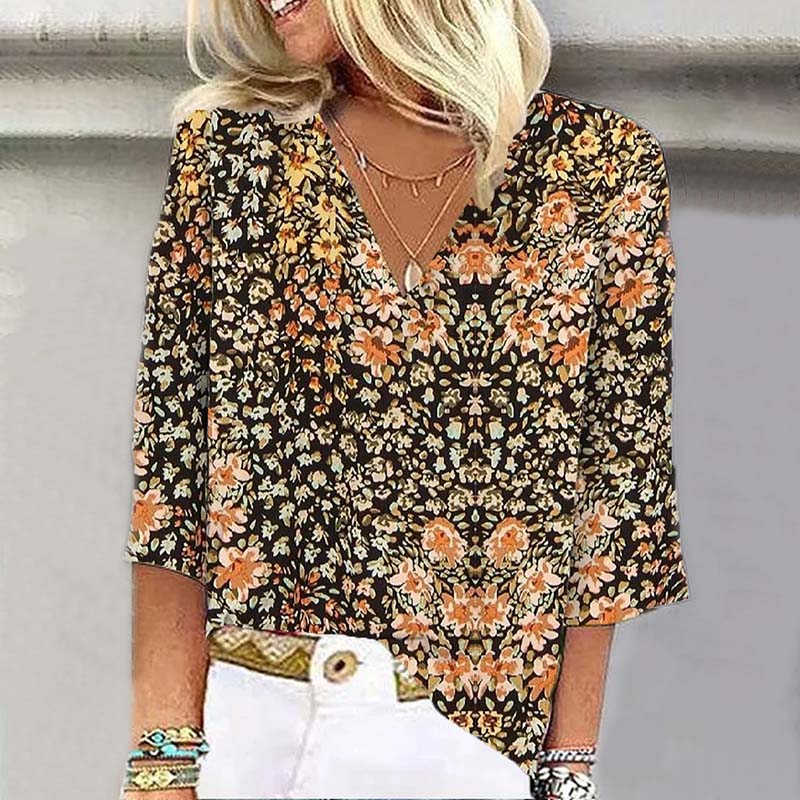 Carmen™ | Vintage Floral Print Blouse