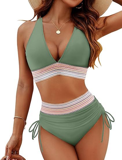 Ivana™ | Patchwork Bikini with V-Neck, 2-Piece Set