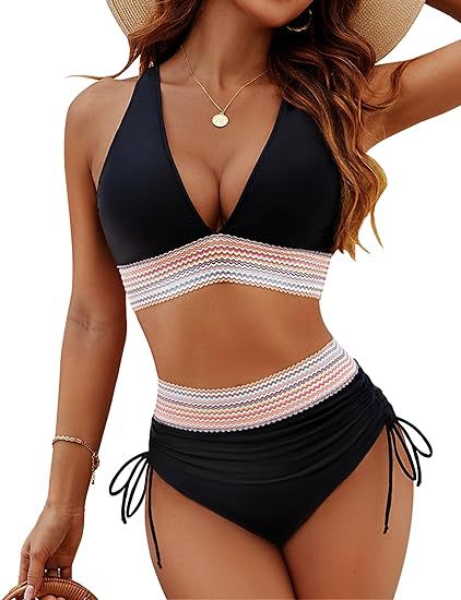 Ivana™ | Patchwork Bikini with V-Neck, 2-Piece Set