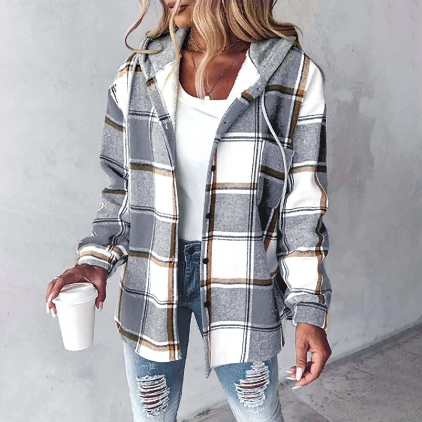 Sienna™ | Plaid Button-Up Shirt Jacket