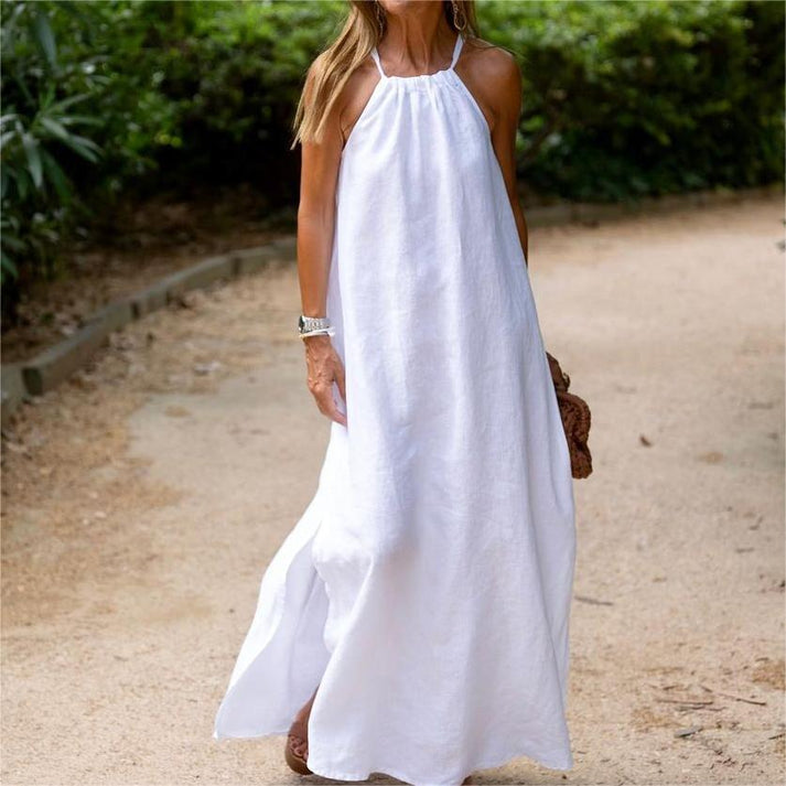 Ruby™ | Plain, loose, breathable halterneck dress